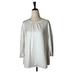Karl Lagerfeld Shirt Women Medium White Satin Silky Tie Back Blouse NWT Preppy Photo 2