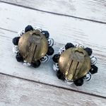 Vintage Clip On Earrings Artsy Statement Blue, Black, Off White Photo 4