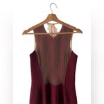Dress the Population Sleeveless Fluted Midi Dress with Lace back in Burgundy M Photo 5