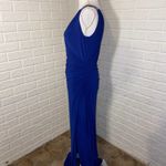 Ralph Lauren Lauren Evening Beaded Faux Wrap Draped Evening Gown, Blue, Size 8 Photo 3