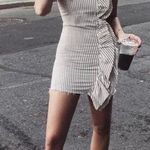 ZARA One Shoulder Striped Dress Photo 0