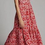 Anthropologie  Atelier 1756 Colombia Amal Red Eyelet Midi Dress Size Small Photo 0
