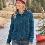 Sundance  Women’s Wool Blend Winter Tryst Cardigan Button Front in Teal Blue PM Photo 1