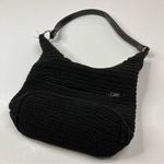 Black Woven Beige Stripe Summer Shoulder Bag Zip Pocket Photo 7