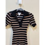 Caroline Constas Dress Womens Small Stripe Ribbed Knit Midi Crochet Trim Shirt Photo 3