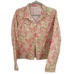 Hand Quilted Reverisble Paisley Floral Print Blazer Jacket Light Pink Green Photo 1