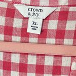 Crown & Ivy Yarn Dyed Doleman Sleeve Split Neck Top in Red Gingham, XL Photo 8