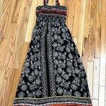 Angie  Women's Printed Smocked Bodice with Halter Strap Maxi Dress. Size Small Photo 0