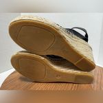 Vince Seymour Covered Black Leather Open Toe Espadrille Jute Wedge Sandal 9M Photo 6