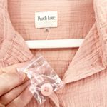 Peach Love California NWOT Peach Love Womens Boho Gauzy Cotton Raw Hem Long Sleeve Button Up Shirt S Photo 2