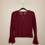 Loft  Floral Lace Godet Sleeve Top, Magenta, Size S, NWT Photo 5