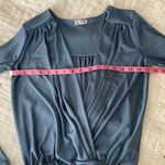 Free People  Turnt Sheen Long Sleeve Slinky Bodysuit in Blue Metal Size S Photo 10