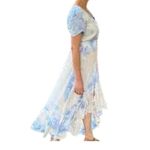 Young Fabulous and Broke YFB Costa Eyelet Maxi Dress Blue White L Large COTTAGE PRAIRIE BOHO FEMININE Photo 1