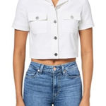 Theory Womens White Short Sleeve Seer Suit Crop Jacket 2 Photo 0