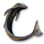 Vintage Sterling Silver Kabana Huge Leaping Dolphin Cuff Bracelet size 7 Photo 10