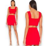Susana Monaco x Revolve NWT Perfect Red High Waisted Single Slit Mini Skirt S Photo 1
