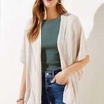 Loft womens size XS/S cardigan lightweight rib striped wrap creme colored new Photo 7