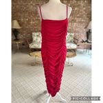 Club L London Red Ruched Bodycon Midi Dress NWT 16 Photo 2