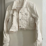 Free People  White Distressed Cropped Jacket Photo 0