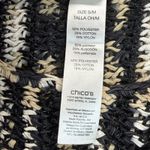 Chico's  Fringe Poncho Sweater Knit Striped‎ Black Beige S/M Photo 5