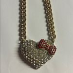 Betsey Johnson NWT  Sparkling Heart Necklace with Red Bow - Chunky Photo 1