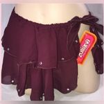 Zuliana Size Small Burgundy Bedazzled Ruffle Side Tie Skirt. Made in USA. New Photo 1