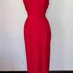 Vintage Solid Red Sleeveless Full Length Strappy Rhinestone Formal Dress Size 12 Photo 0
