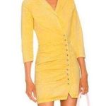 Retrofête Retrofete Willa Dress in Lemonade Yellow Large Mini 3/4 Sleeves Button NWT Denim Photo 0
