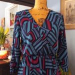 Everly Blue & Fuchsia Graphic Block Print Roll Up Sleeve Pull On Mini Dress Photo 1