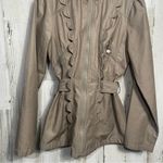 Betsey Johnson  Khaki Tan Scalloped Tie Back Zip Up Jacket- size S Photo 3