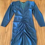 Beulah  blue Ruched v Neck 3/4 Sleeve bodycon knee mini cocktail Dress s Photo 1