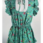 BOG Lottie & Holly Green Floral Boho Tiered Ruffle Mini Sleeveless Dress NWT XS Photo 4