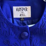 Vintage Kasper for ASL Blue Geometric Allover Embroidery Jacket Blazer Womens 12 Photo 3