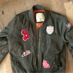 Ci Sono  Olive Green Patches Women's Flight Bomber Jacket Size Medium Photo 2