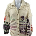 Kimchi Blue  Happiness Multicolor Long Sleeve Chunky Knit Cardigan Sweater Top M Photo 0