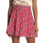 Socialite Red Skater Skirt White & Blue Floral L Photo 0