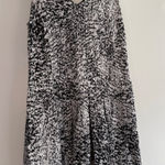 Rebecca Taylor Black White Abstract Print V Neck Pleated Drop Waist Dress Size 2 Photo 0