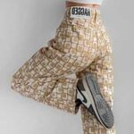 The Ragged Priest  Jeans Size 32 Brown Green Cream Retro Relaxed Wide Leg Jeans Photo 0