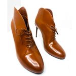 Gucci Brown Leather Kim Lace-Up Ankle Booties Women’s Size 38.5 High Heel Boots Photo 9