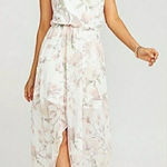 Show Me Your Mumu  Kendall White & Pink Floral Sleeveless Slitted Maxi Dress Photo 0