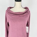Athleta  Studio Barre Sweatshirt Long Sleeve Top Purple Off The Shoulder Small Photo 3