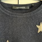 Quotation Women’s Navy Blue with Silver Stars Cashmere Crewneck Sweater Size M Photo 1