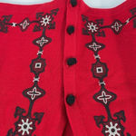 Koret vintage VTG wool sweater vest embroidered ball monkey fist closures coat M Red Size M Photo 3