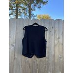 Leslie Fay Vest Cardigan Vintage Navy Blue Gold Embroidered Nautical Fall Knit Photo 3