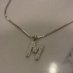 Sterling silver NWT 18” chain necklace with rhinestone initial M Photo 2
