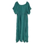 Polygram Shimmery Jade Maxi Dress size 2X Puff Short Sleeves Smocked Waist NWT Green Photo 9