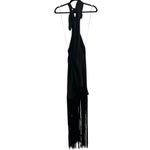 Show Me Your Mumu NEW NWOT  Jasmine Fringe Halter Maxi Dress Black Luxe Satin Photo 3
