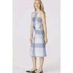 J. Jill Love Linen Gingham Tie Waist‎ Dress Blue White Checkered Casual Comfy Photo 1