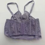 Victoria's Secret Bra Unlined Plunge Light Purple Floral Lace High Neck 32DD Photo 2