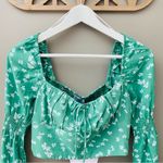 Princess Polly  Long Sleeve Floral Crop Top Green Sz 4 Photo 1